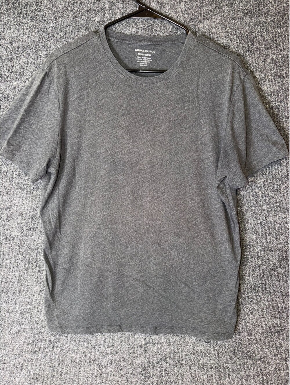 Banana Republic Shirt Mens Large Charcoal Gray Fitted Crew Neck Tee Short Sleeve